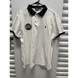 POLO RALPH LAUREN Men's Custom Slim Fit Polo Alpine Racing XXL Polo Shirt White